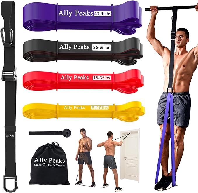 Ally Peaks Pull Up Assistance Bands，Heavy Duty Resistance Band for Pull Up Bar，Adjustable Weight/Size with Fabric Feet/Knee Rest Pull up bands,Up to 410lbs Assistance，resistance bands and assist bands - Bloomnest