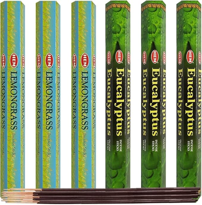Lemongrass & Eucalyptus Incense Sticks & Holder Bundle Variety Pack from Hem Trumiri Insense Insence