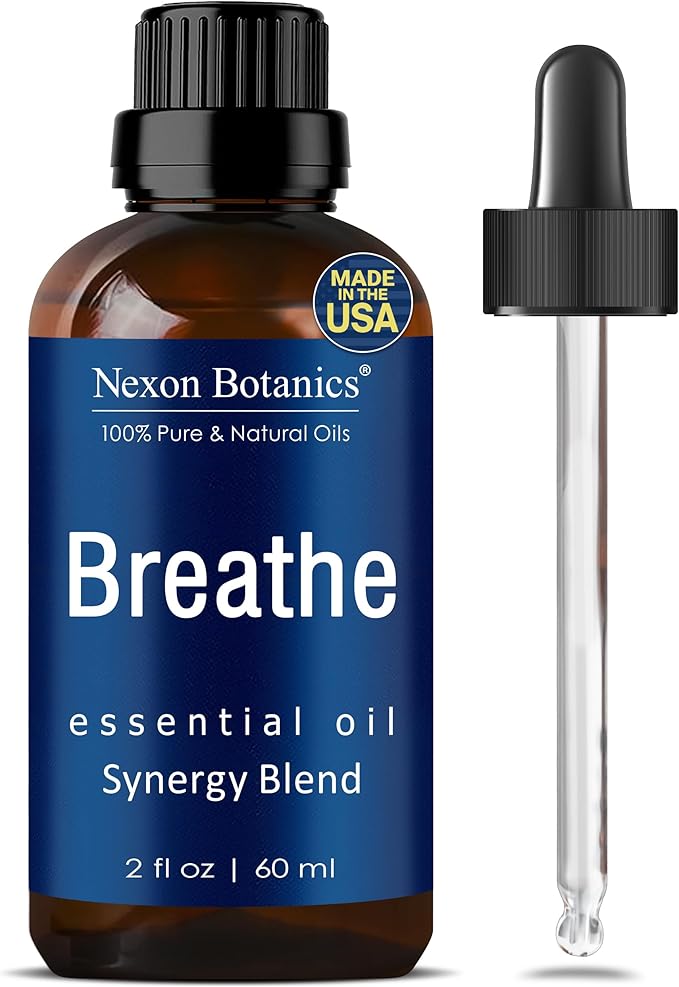 Breathe Essential Oil Blend 60 ml - Breath Sinus Relief with Menthol Oils - for Humidifiers, Diffusers, and Aromatherapy - Nexon Botanics NexonBotanics