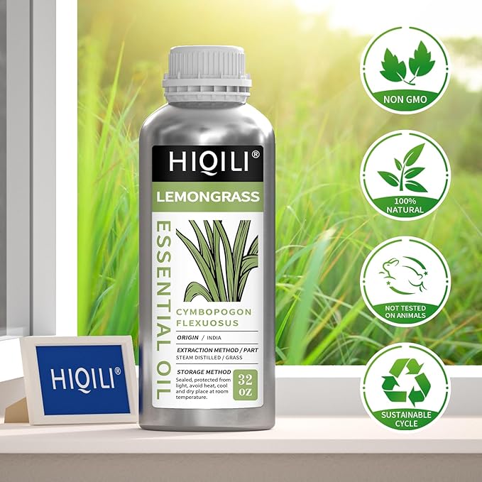 HIQILI 32 Fl Oz Lemongrass Essential Oil, 100% Pure Natural Undiluted Premium Oils - Bloomnest