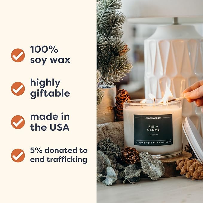 Calyan Wax Co. Holiday Scented Candle Set, Holiday Bundle of 4 Scented Candles, Bulk 3 Wick Candles, Non Toxic & Vegan Soy Wax, Candle Gift Set, 43 Hour Burn Time, 14.9oz Each - Bloomnest