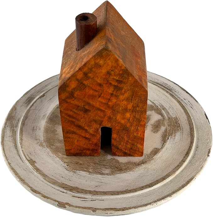 S.B ARTS Incense Holder for Sticks, Insence Stick Holder Ash Catcher for Table Decorations and Gifting - Wooden Incense Tray for Sticks - Home Decor Gifts (Brown Hut) - Bloomnest