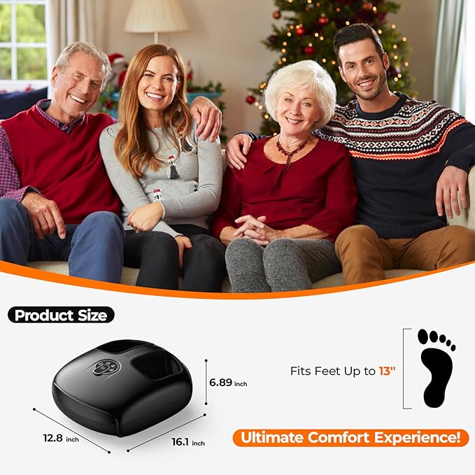 Foot Massager Machine with Heat - Shiatsu, Kneading, Rolling Compression, 4 Modes & 5 Intensity Levels, Versatile Control Methods for Home Office Relaxation, Gift for Men Women