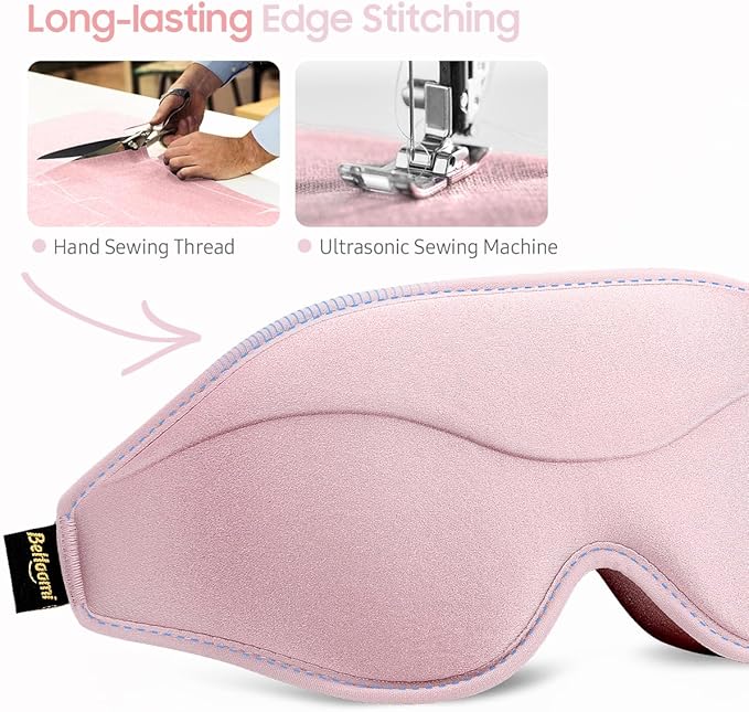 Sleep Mask, Premium Eye Mask for Sleeping, Total Blackout, Super Soft Comfort, Adjustable Fit, Upgraded 3D Ergonomic Designed Sleeping Mask for Home, Office, Travel, Meditation, Yoga, Pink - Bloomnest
