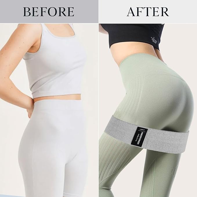 9 PCS Fabric Resistance Bands Set for Working Out, Non-Slip Exercise Booty Bands for Women & Men Leg and Glutes with Hair Ties and Tape Measure - for Home Gym Workout, Yoga, Pilates - Bloomnest