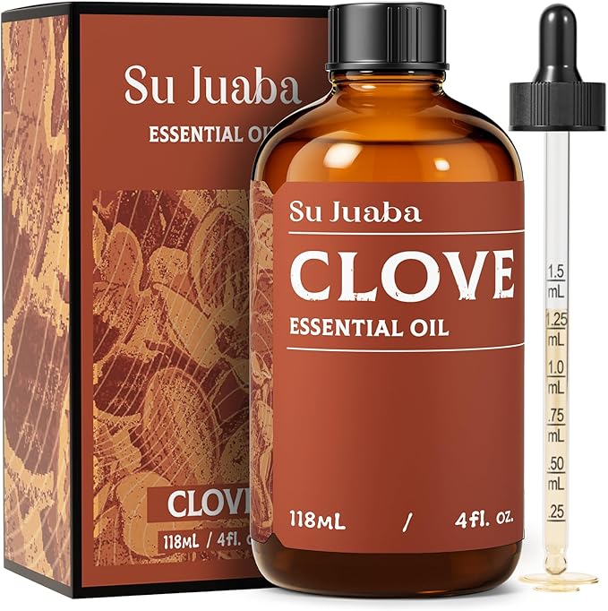 SU JUABA Clove Essential Oil 4 Oz, 100% Pure & Natural Aromatherapy Oil for Oral Care, Teeth & Gums, Diffuser, Skin, Hair - 118ML Bloomnest