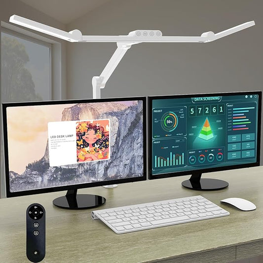 Micomlan Architect Desk Lamp with Clamp, Led Desk Lamp for Home Office with Remote Control, 24W Bright Dimmable Computer Light with Atmosphere Lighting Adjustable Table Light(Remote) - Bloomnest