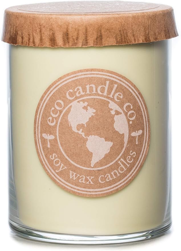 Eco Candle Co. Recycled Candle, Verbena Basil, 18 oz. Double Wick - Scents of Lemons, Verbena, Basil, & Cedar - 100% Soy Wax, No Lead, Kraft Paper Label & Lid, Hand Poured, Midwest Grown Soybeans - Bloomnest
