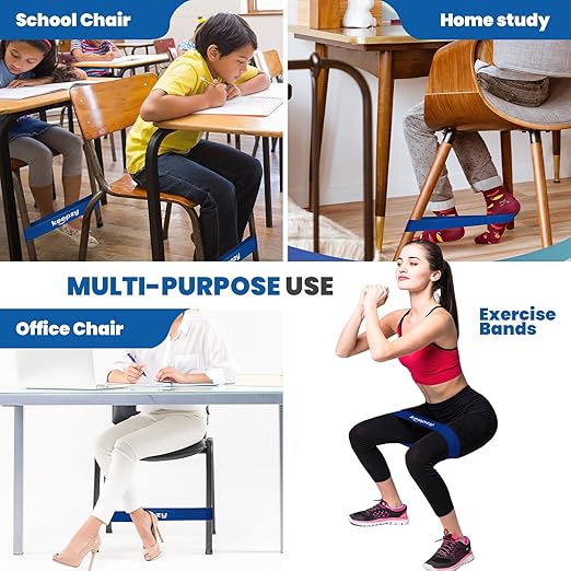 4 Pack Chair Bands, Anti Slip Chair Bands for Kids with Fidgety Feet, ADHD Chair Bands for Classroom, Desk Bands for Student Desks, Sensory Chair Rubber Bands - Bloomnest