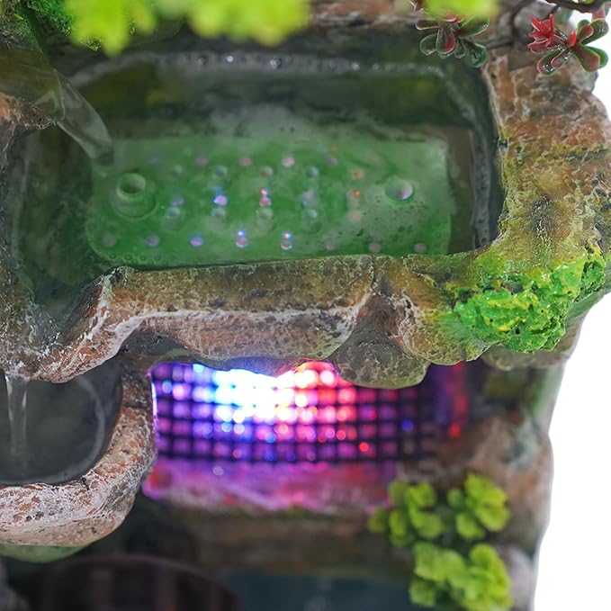 Tabletop Fountains Decorations Indoor Relaxation Desktop Fountain Waterfall, Indoor Waterfall Feature with Automatic Pump, Illuminated Waterfall for Home Office Bedroom Desk Ornaments