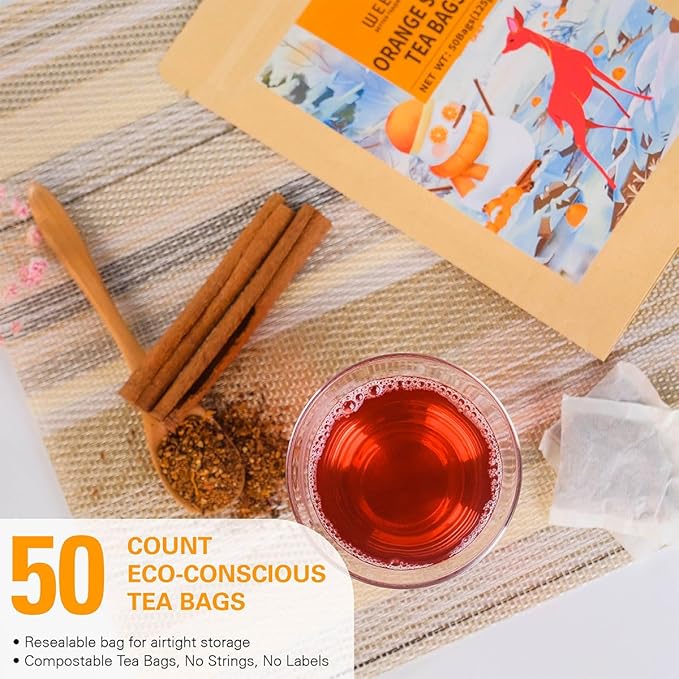 WT WEETEE Orange Spice Herbal Tea Bags, 2.5g x 50 Counts, Sweet Spices Tea Includes Cinnamon, Clove, Orange Peel, Rose Hips, Hibiscus & More, Natural Caffeine-free - Bloomnest