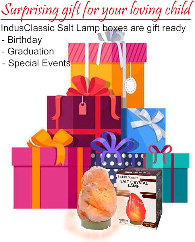LN-01 Pack of 2 Natural Himalayan Pink Crystal Rock Salt Lamp 6~8 Inch Tall with Dimmer Control Switch, Quality Gift Packaging