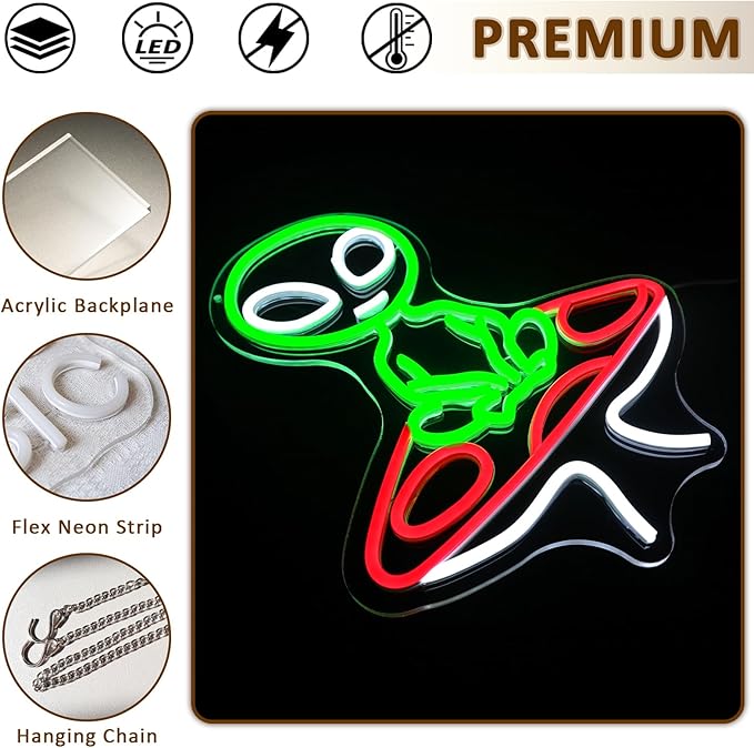 Mushroom Alien Neon Sign for Wall Decor, USB Dimmable Green Alien Neon Lights for Bedroom, Home, Game Room, Party, Beer Bar, Hip Hop Pub, Man Cave, Yoga Gifts - Bloomnest