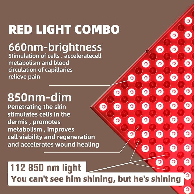 LED-Red-Light-Therapy-Device - 45W LED Panel Deep 660nm and Near-Infrared 850nm Light Combo for Skin Beauty, Pain Relief of Muscles and Joints Rhmip
