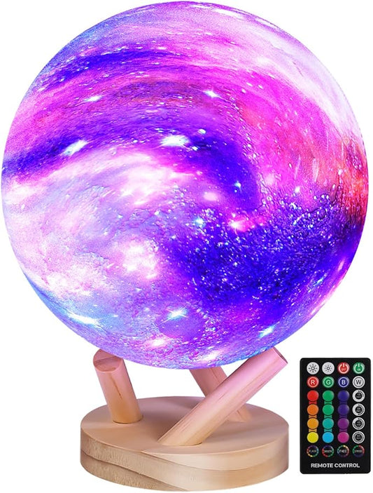 Moon Lamp Galaxy Lamp 6 inch 16 Colors LED 3D Moon Light, Remote & Touch Control Lava Lamp Moon Night Light Gifts for Girls Boys Kids Women Birthday - Bloomnest