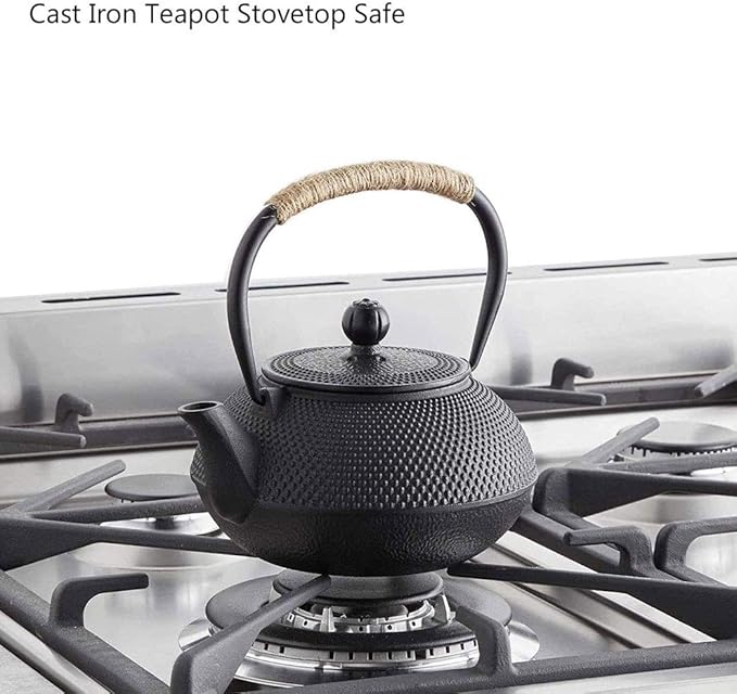 HwaGui Japanese Tetsubin Cast Iron Kettle, Cast Iron Teapot with Stainless Steel Infuser for Loose Leaf Tea, Teapot Coated with Enameled Interior, 800ml/27oz