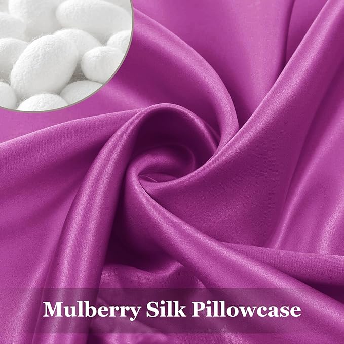Adubor 100% Silk Pillowcase - Mulberry Silk Pillow Cases, 23 Momme 6A Grade Fibers, Silk Pillow Case for Hair and Skin Health, with Hidden Zipper (King 20''×36'', Dark Purple, 1PC) - Bloomnest
