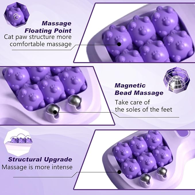 Portable Double Foot Massage Roller,Plantar Fasciitis Relief, Dual Foot Acupressure Therapy for Stress Relief and Improved Circulation, Portable Reflexology Tool for Home and Office Use (Purple) - Bloomnest