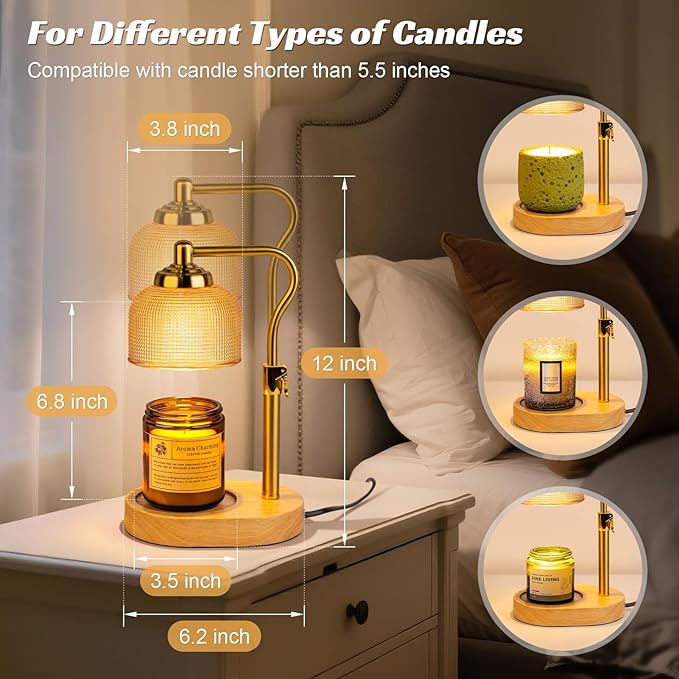 TantaScent Electric Candle Warmer Lamp in Vintage Birdcage Design with Timer – Scented Jar Candle Melter for Home Decor, Housewarming, Birthday, and Christmas (Includes 2 Bulbs) (Golden Round) - Bloomnest