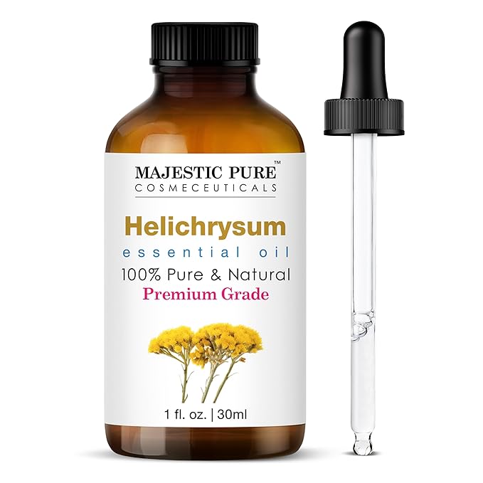 Majestic Pure Helichrysum Essential Oil with Glass Dropper - 1 Fl Oz - 100% Pure and Natural Helichrysum Oil - Premium Grade Essential Oils for Diffuser, Aromatherapy, Soap and Candle Making - Bloomnest
