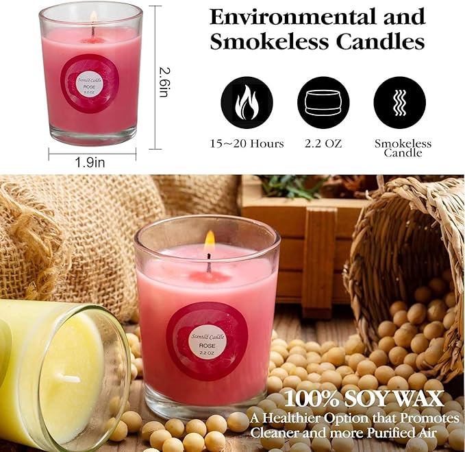 Scented Candles, Jasmine, Rose, Vanilla, Bergamot, fig, Lavender, Lemon, Spring,Strawberry, Rosemary, Aromatherapy Candles,Soy Wax Glass Jar Candle - 20 Pack - Bloomnest