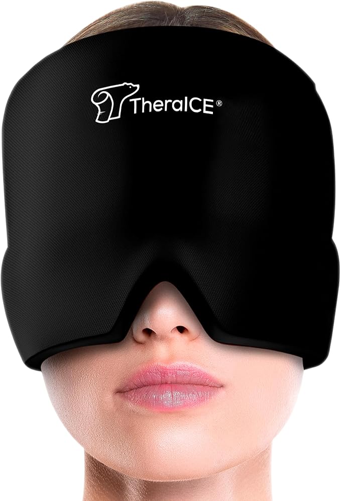 TheraICE Migraine Relief Cap, Soothing Headache Hat Ice Pack Mask, Face Cold Compress Cooling Gel Head Wrap Products for Tension, Stress & Hangover - Bloomnest