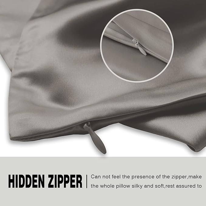 Silk Body Pillowcase Mulberry Silk Pillowcase Body Pillow Cases with Zipper Soft Breathable Smooth Cooling 20x54 inches Body Pillow Pillowcase for Sleep (Gray,20"X 54",1Pcs) - Bloomnest