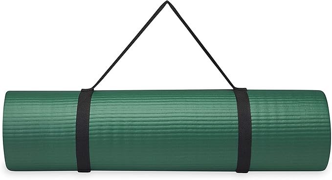 Gaiam Essentials Thick 2/5" (10mm) and Thin 1/4" (6mm) Yoga & Pilates, Fitness & Exercise Mat with Easy-Cinch Carrier Strap - Bloomnest