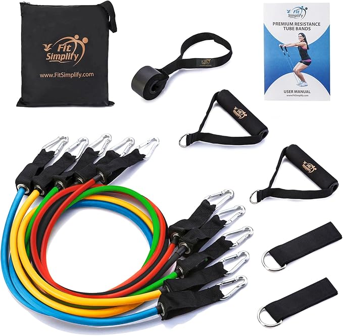 Fit Simplify Resistance Tube Bands 12 Piece Set with Instruction Booklet - Bloomnest