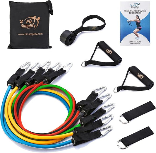 Fit Simplify Resistance Tube Bands 12 Piece Set with Instruction Booklet - Bloomnest
