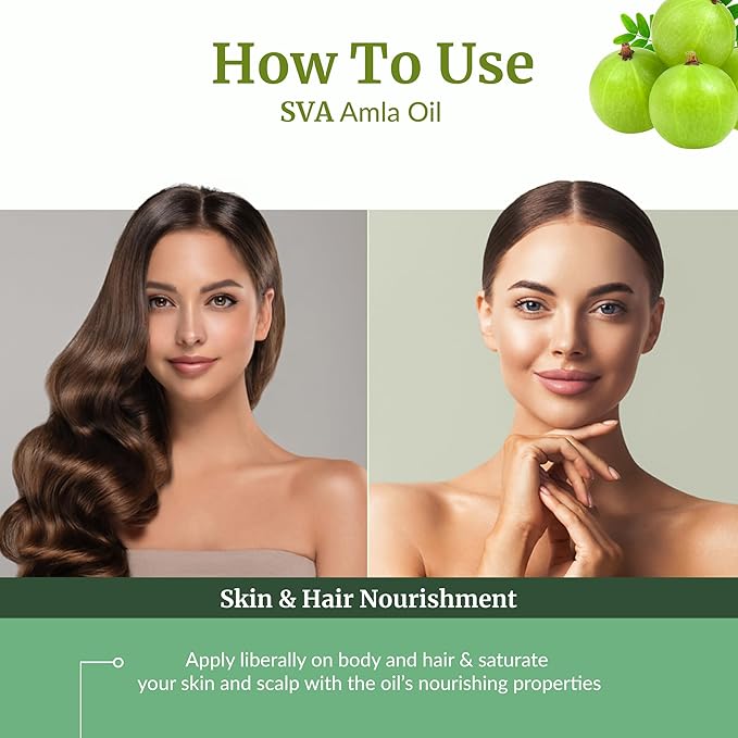 SVA Amla Oil Organic - 16 Fl Oz – 100% Natural Cold Pressed Organic Amla - for Face, Skin Care, Hair Care, Scalp Massage & Body Massage – Carrier Oil - Bloomnest
