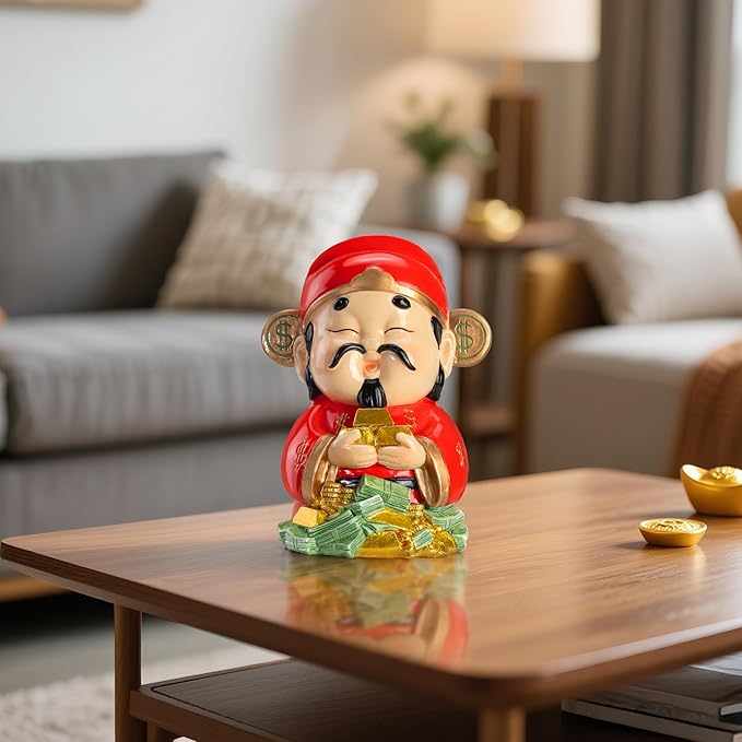 God of Wealth Statue,Feng Shui Money Decor,Chinese CAI Shen Figurine - Bloomnest