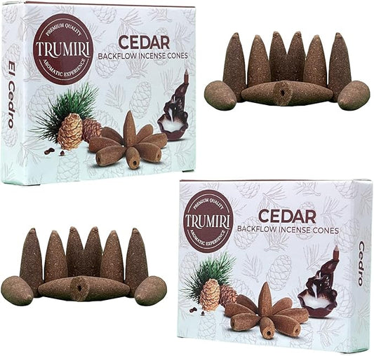 Cedar Backflow Incense Cones - Dual Pack of 10 Cones - Waterfall Effect
