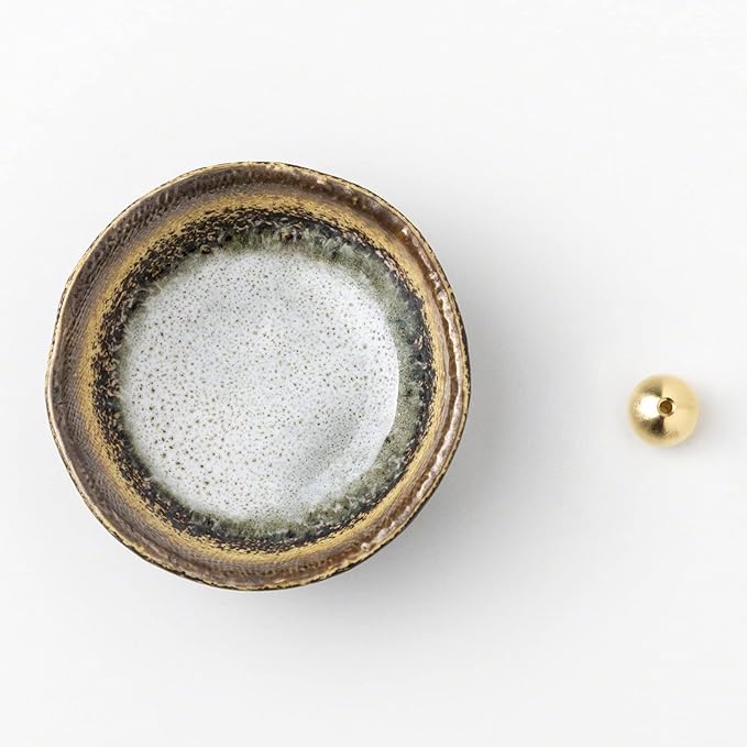 Asayu Japan Small Mini Incense Holder for Sticks 3.3 inch (83mm), Made in Japan Ceramic Ash Catcher & Brass Incense Burner Set for Relaxation, Yoga - Small Mini Traditional Japan Incense Holder - Bloomnest