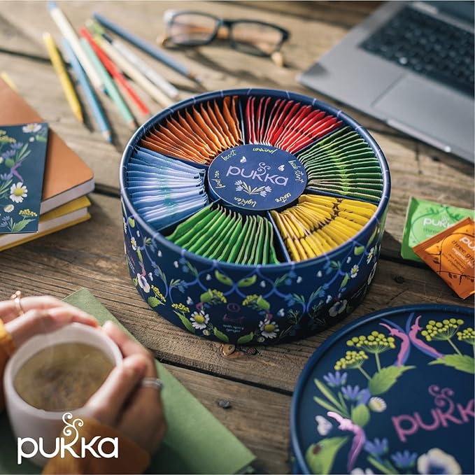 Pukka Tea Organic, Herbal Tea Sampler For Everyday Wellness, Best for Birthdays, Anniversaries & Holidays, Caffeine Free, 90 Bags, 6 Flavors - Bloomnest