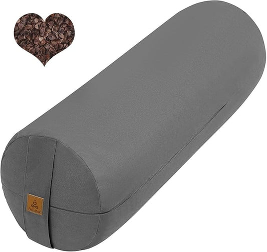 Organic Buckwheat Bolster(24X9 in) Yoga Bolster Supportive Yoga Cushion for Restorative Yoga Accessories Meditation Pillow Reading Pillow Floor Pillow Large Round Cylinder - Bloomnest