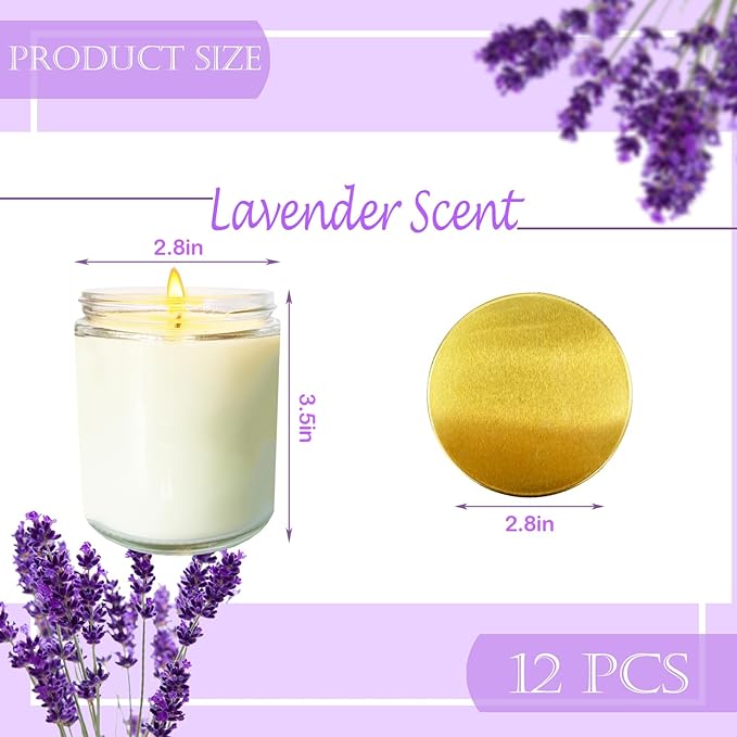 12 Pcs 8 Oz Bulk White Soy Candles,Lavender Scented Candles Set,Bulk Aromatherapy Candle,Great Stress Relieving Scented Candle for Girls as a Gift for Birthdays, Weddings and More! - Bloomnest