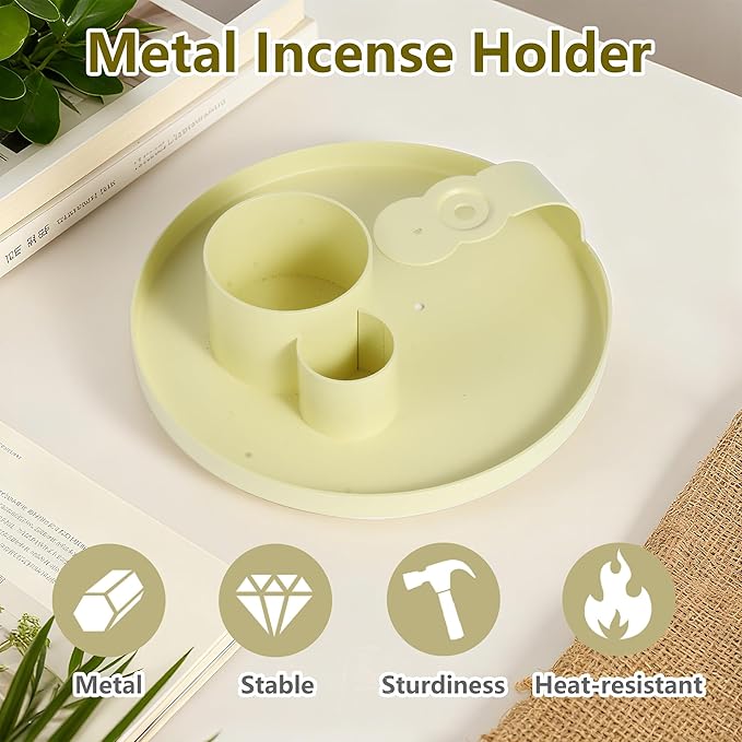 Multifunction Incense Holder, Sage Burner Holder, Palo Santo Holder Burner, 5.47" Ash Catch Tray, Smudge Stick Holder with Handle for Incense Sticks Incense Cone Candle, Yoga Meditation and Room Decor HOCUROAY