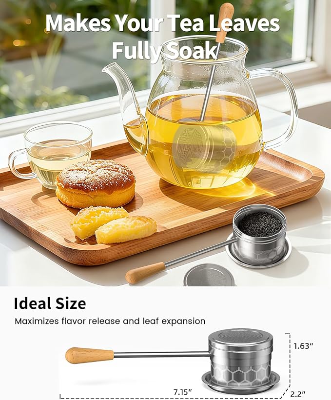 HOUSE AGAIN Tea Strainers for Loose Tea, 304 Stainless Steel Tea Infuser with Heat Proof Handles, Reusable Extra Fine Mesh Tea Infuser Filter,Loose Leaf Tea Steeper for Brew Tea Spices & Seasonings
