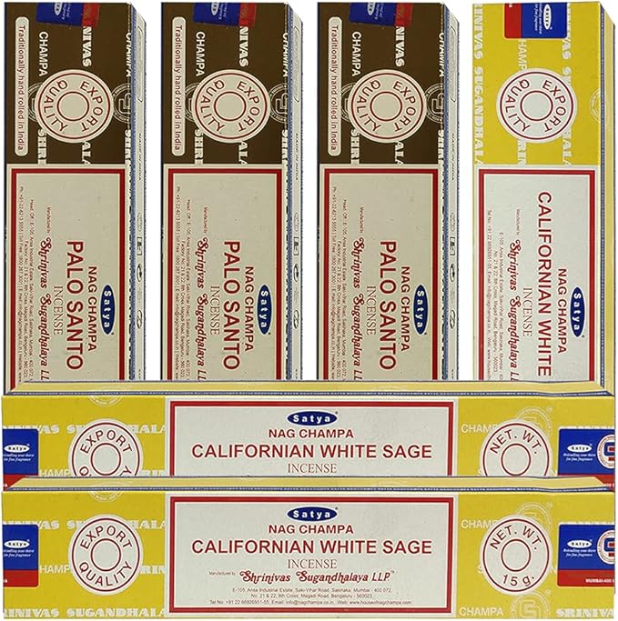 Palo Santo White Sage Incense Sticks & Holder Bundle Variety Pack from House of Nag Champa Incense Sticks and Trumiri TRUMIRI