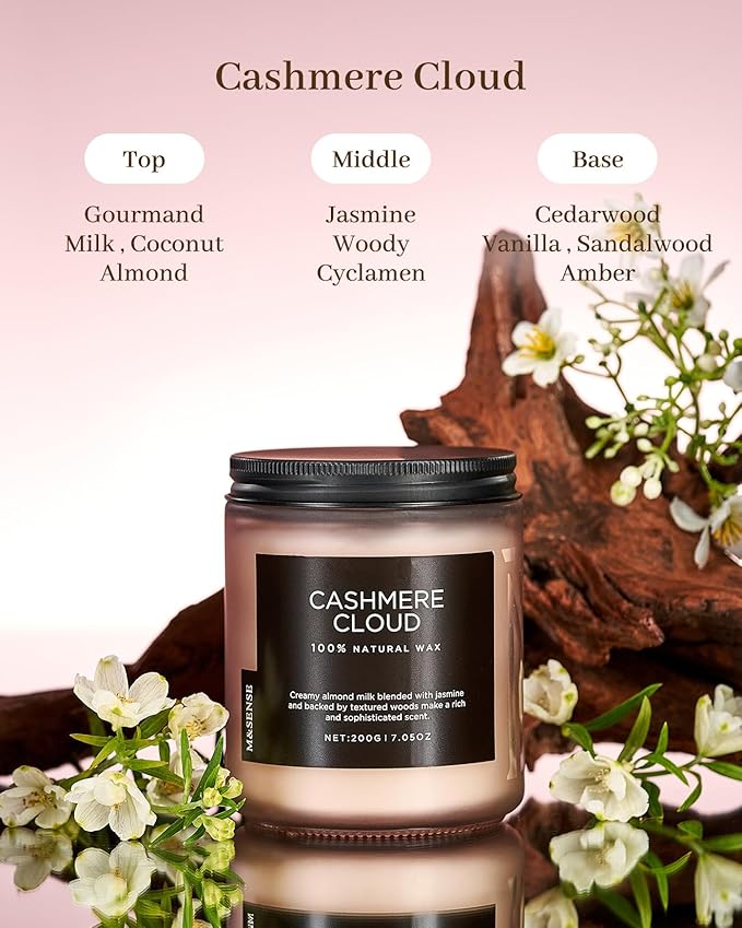 M&SENSE Creamy Almond Milk Scented Candles, Organic Natural Soy Wax Clean Non Toixc 7.05oz 50 Hour Slow Burning Candle for Bedroom Kitchen Home Decor, Housewarming Gifts for Women Men - Bloomnest