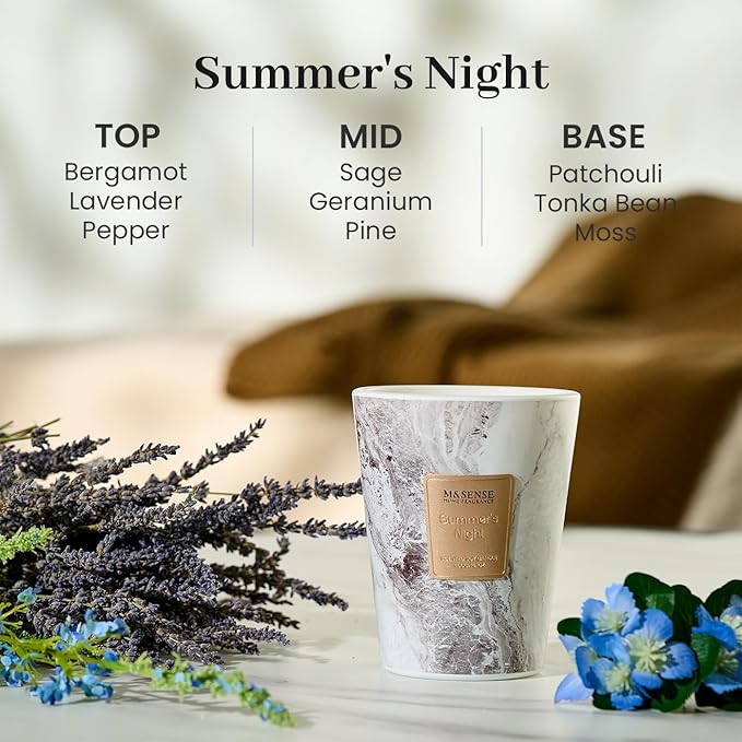 M&SENSE Summer Night Scented Candles for Home, Lead-Free Wick Highly Scented Jar Candles, 14.1 Oz 80 Hours Lasting Burning Candles Gifts for Women, Relaxing Aromatherapy Candle for Stress Relief - Bloomnest