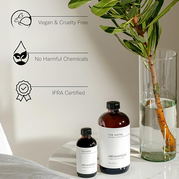 AromaTech The Hotel Premium Aroma Oil – Elevated & Luxurious Home Fragrance with Notes of Lavender, Citrus & Juicy Peach for Scent Diffusers, Cold-Air and UltraSonic Scent Machines – 60 mL - Bloomnest