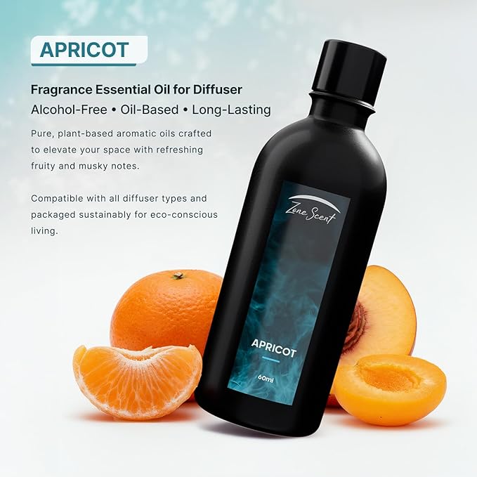Apricot Essential Oil for Diffusers - Premium Aromatherapy Oil Set for Home and Hotel, Scented Diffuser Oils Scents, Eco-Friendly and Safe for Family and Pets, Diffuser Refill ZoneScent