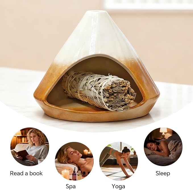 Palo Santo Holder， Incense Holder, Mini Chimney Incense Burner, Suitable for Palo Santo Sticks, Cone Incense, Candles, and Sage Smudging， an Ideal Choice for Yoga Meditation and Altar Decoration Bloomnest