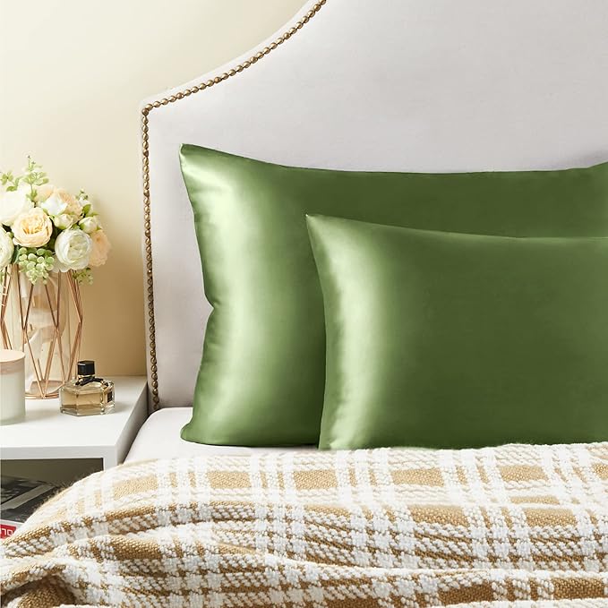 BEDELITE Satin Pillowcase for Hair and Skin, Super Soft and Cooling Similar to Silk Pillow Cases 2 Pack with Envelope Closure, Gift for Women Men(20"x40" King Size, Cedar Green) - Bloomnest