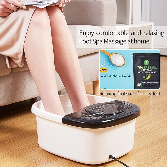 Foot Spa Bath Massager with Heat, Epsom Salt,Bubbles, Vibration and Red Light, Tub for Stress Relief,Foot Soaker, Birthday Gifts for Mom Dad Women Men Her Him - Bloomnest