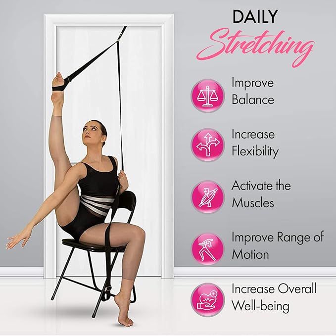 Stretching Strap With Door Anchor - Stretching Equipment to Improve Legs Flexibility - Splits Trainer For Home Ideal In Ballet, Dance, Cheerleading, Taekwondo, Yoga, Pole Dancing & Gymnastics - Bloomnest