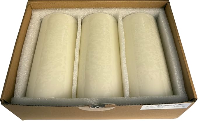 Mister Candle Dripless Vanilla Scented Ivory Pillar Candles Set of 3, Hand Made Vanilla Pillar Candles with Essential Oils for Home Decor, Premium Wax, 80 Hr Burn Time (3x6 inch) - Bloomnest