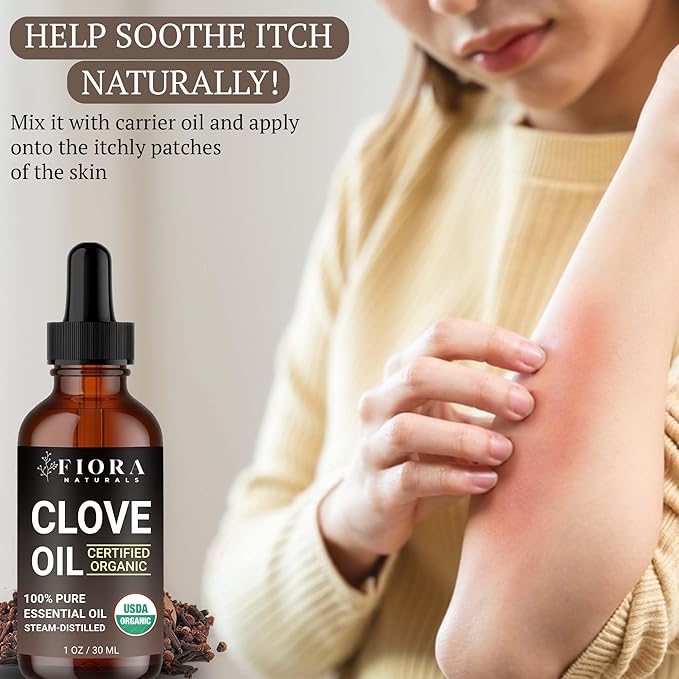 Organic Clove Essential Oil – 100% Pure, USDA Certified Clove Bud Oil for Teeth & Gums, Toothache Relief, Hair Growth & Aromatherapy – Premium Cloves Oil for DIY Wellness by Fiora Naturals - Bloomnest